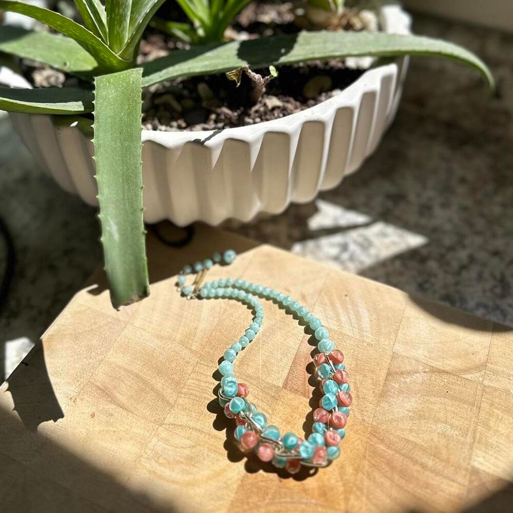 Vintage Chunky gold beaded necklace